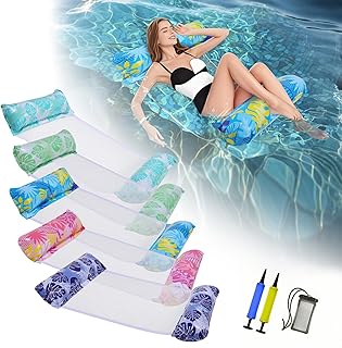 Inflatable Pool Floats Adult，5 Pack Multi-Purpose Pool Float Water Hammock，Pool Float Chair-Swimming Pool Raft，Pool Hammock Floaties for Adults Beach Vacation Essentials