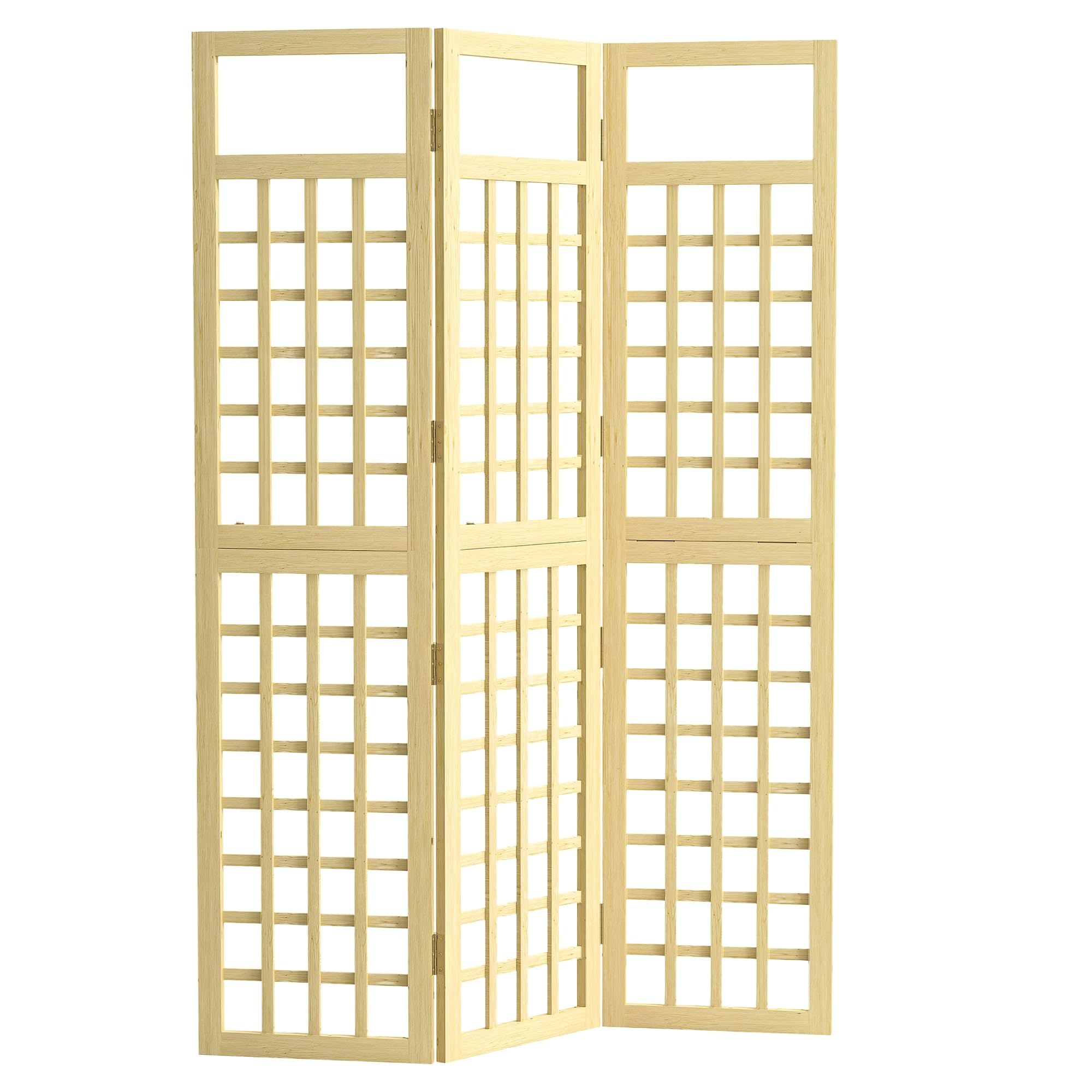 Outsunny Brise-Vue de Jardin 3 Panneaux, 120 x 170 cm, Bois Naturel