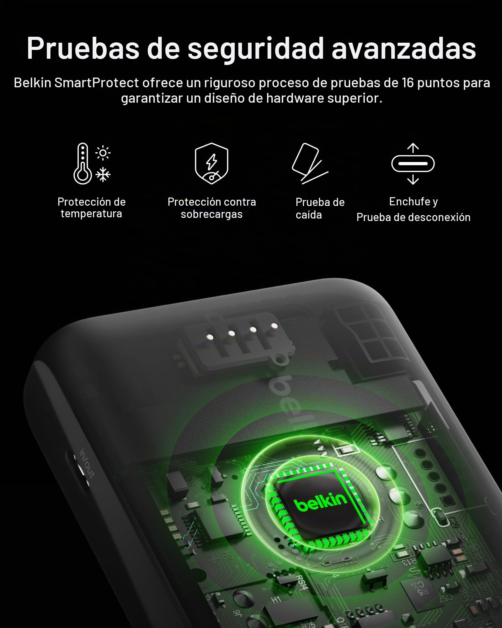 Belkin BoostCharge Plus cargador portátil batería externa 10K (10 000 mAh con cables integrados Lightning MFI y USB-C y un puerto USB-C adicional, para iPhone 16 serie y modelos anteriores), negro