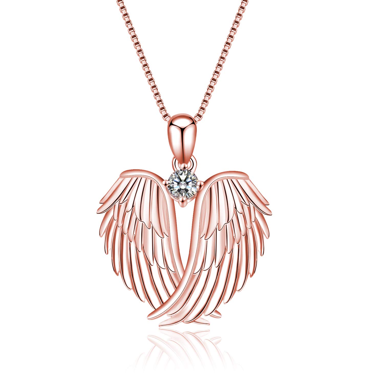 Angel Wings Necklace 925 Sterling Silver Guardian Angel Wings Pendant Birthstone Necklace for Women Jewelry Gifts