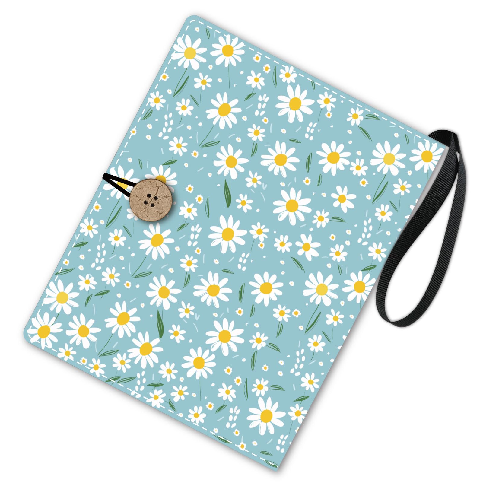 CRASPIRE Daisy Book Covers Flower Book Protector Blue Multilayer Book Sleeve for Paperbacks Washable Fabric Cloth Book Cover with Extra Sleeve Pocket for Book Lovers Classmate Gifts - Image 2