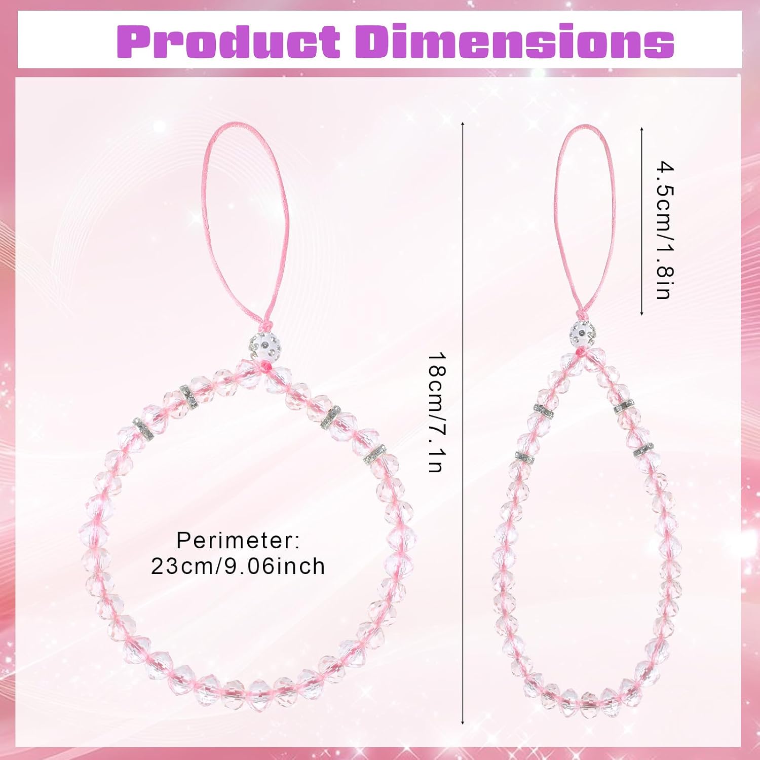 6 PCS Beaded Phone Wrist Strap, Wrist Beads Chain Bracelet Sparkling Short Hand Bling Crystal Cell Phone Wristlet Straps for Women Phones Bracelet Strap Charm for Girl Women