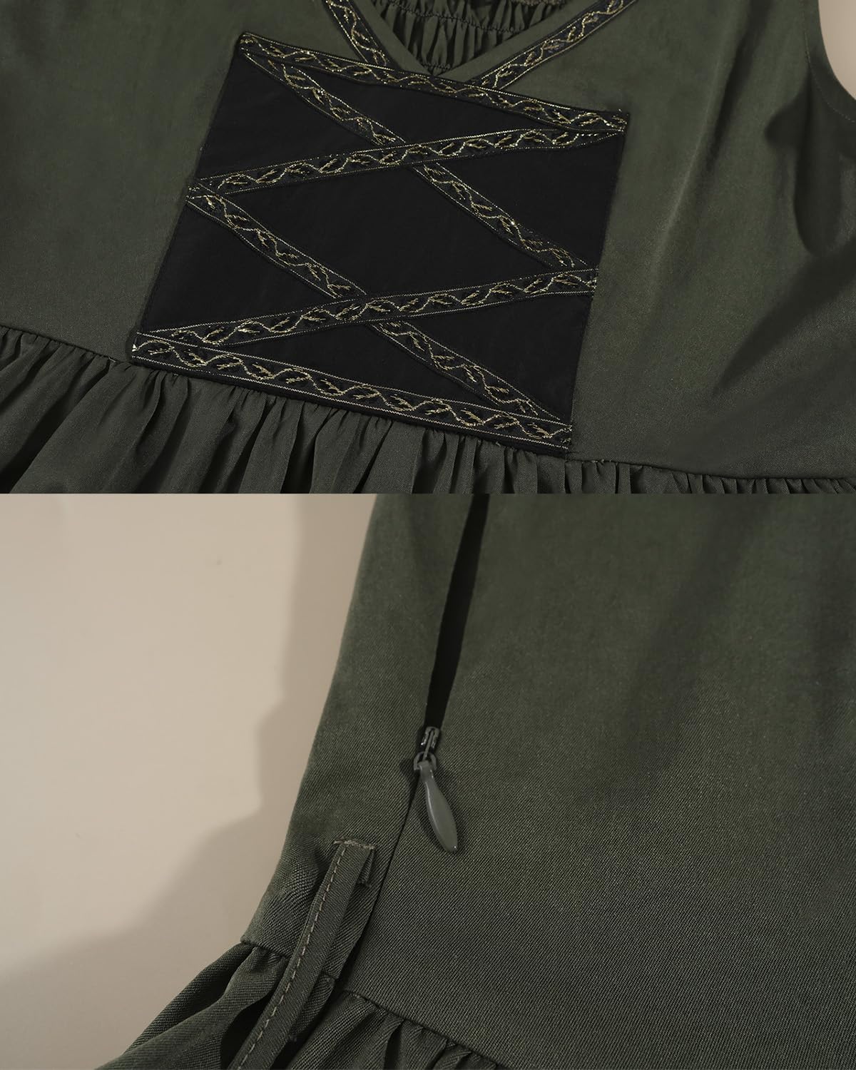 LTAKK Renaissance Dress Women Medieval Costume Vintage Sleeveless V-Neck Dresses with Belt - Image 5