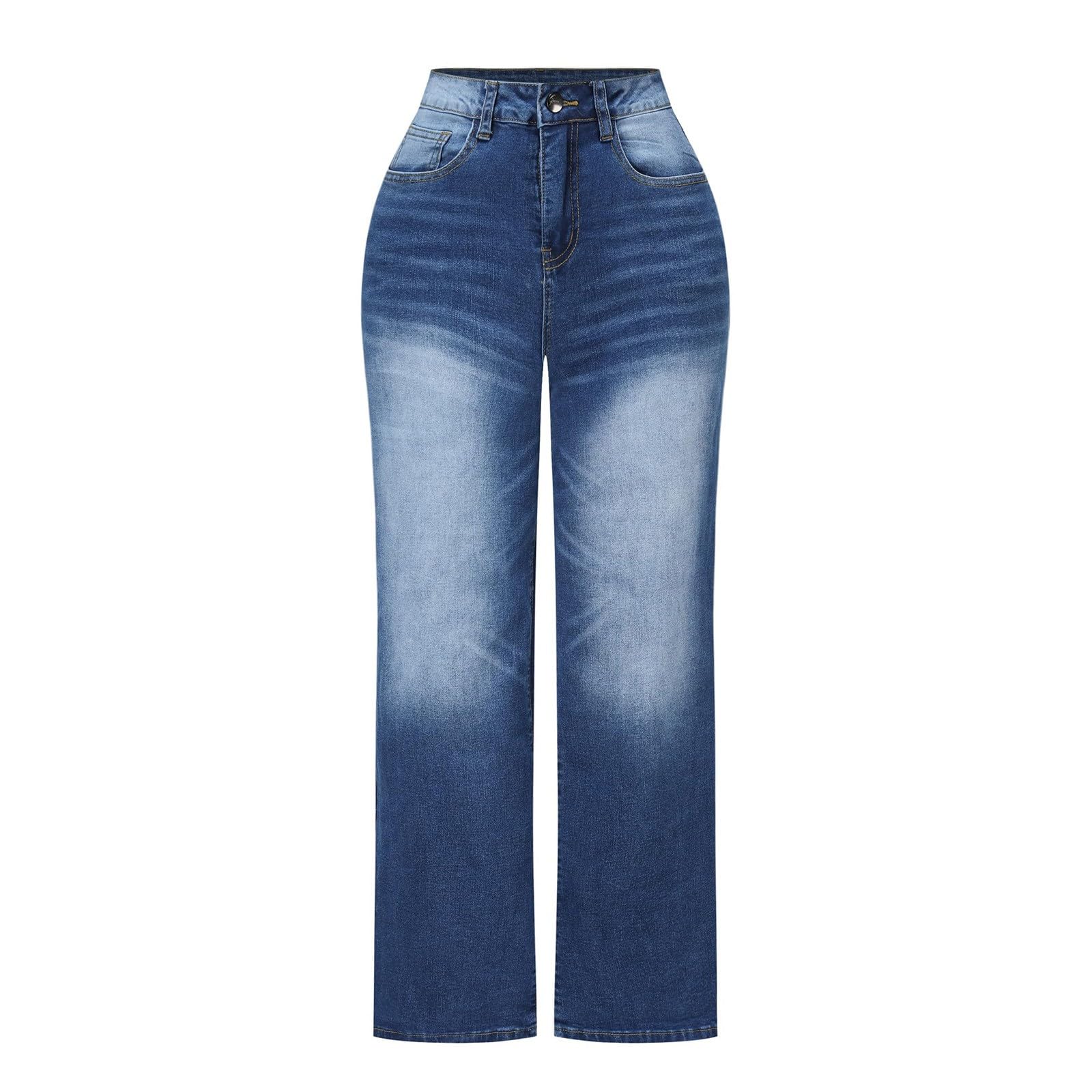 Jeans Damen Weites Bein Jeanshose Straight Fit Denim Wide Leg Freizeit Klassisch Loose Baggy Flared Boyfriend Stretch Streetwear