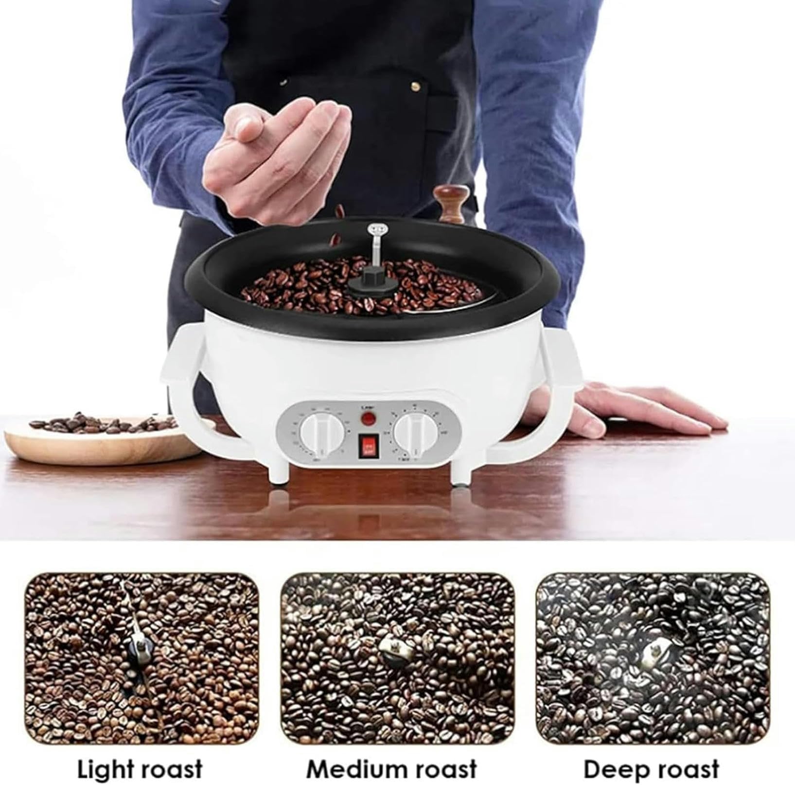 Elektryczny palacz do kawy - pojemność 750g - palnik do kawy ziarnistej - z timerem i regulacją temperatury - ekspres do kawy Bow Stir,