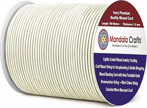 Miniatura 68 de Cuerda Mandala Crafts 0.03 pulgadas 109 yardas para hacer joyería, artesanía, macramé, cuerda de algodón encerado