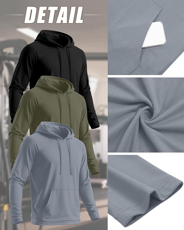 Evervibe 3 Pack Mens Big and Tall Hoodies Lightweight Pullover 3Color 4XL image 6
