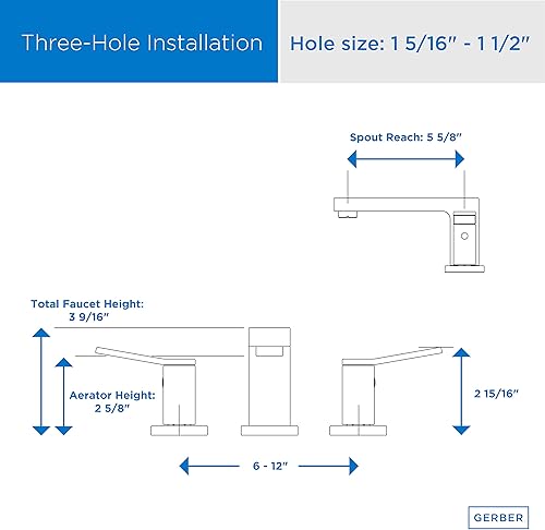Miniatura 6 de Gerber D304119BS Avian - Grifo de baño extendido, color negro