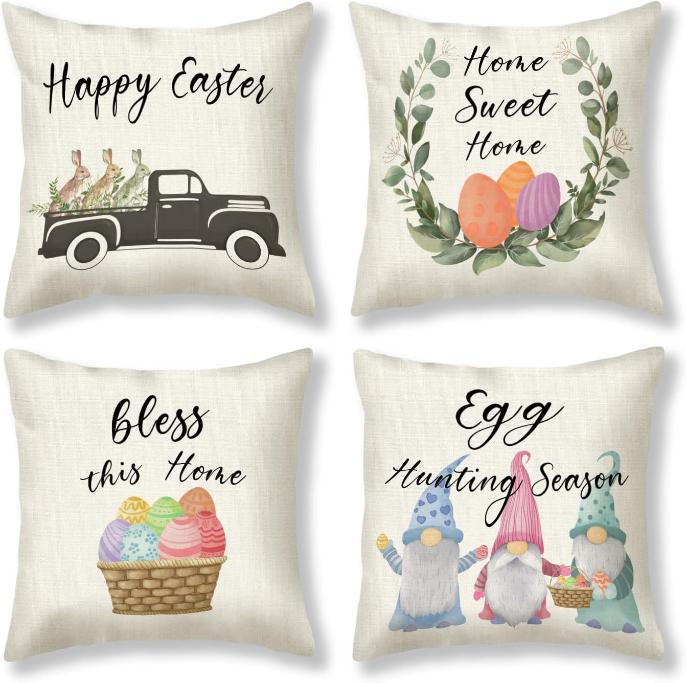 Happy Easter Pillow Covers 18x18 Inches Easter Decor for