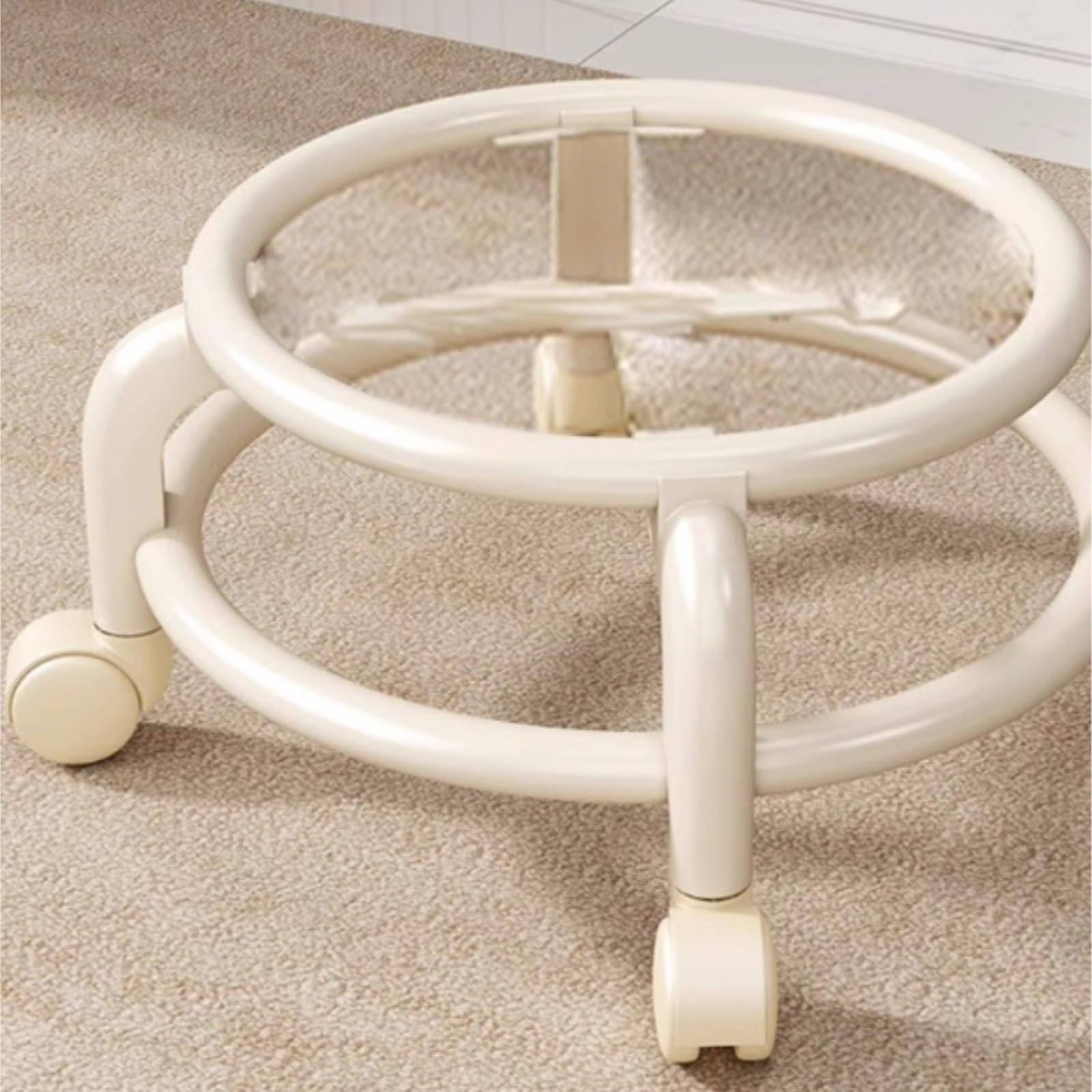 Otomano Taburete Reposapiés Giratorio De 360° con Ruedas, Tapizado En Cuero Acolchado Reposapies Sofa(Bruin)