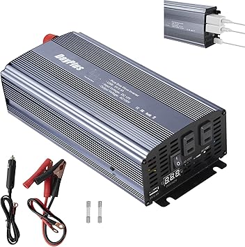 Amazon Co Jp Dayplus カーインバーター 正弦波 12v 定格10w 最大2400w Dc 直流 12v Ac 交流 100v 車 コンセント Dc12vをac100vに変換 Usb給電2口 Ac100vコンセント電源1口 Led圧力表示 太陽光発電 自動車 船 災害対策 地震 防災用品 野外キャンプ ナイト