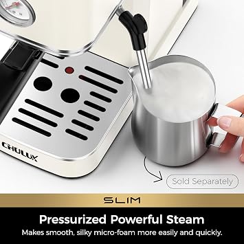 CHULUX - Slim Espresso Machine with Milk Frother, 20 Bars, Professional Semi Automatic Espresso Coffee Machine for Homemade Cappuccino Latte Espresso Coffee Maker, Creamy