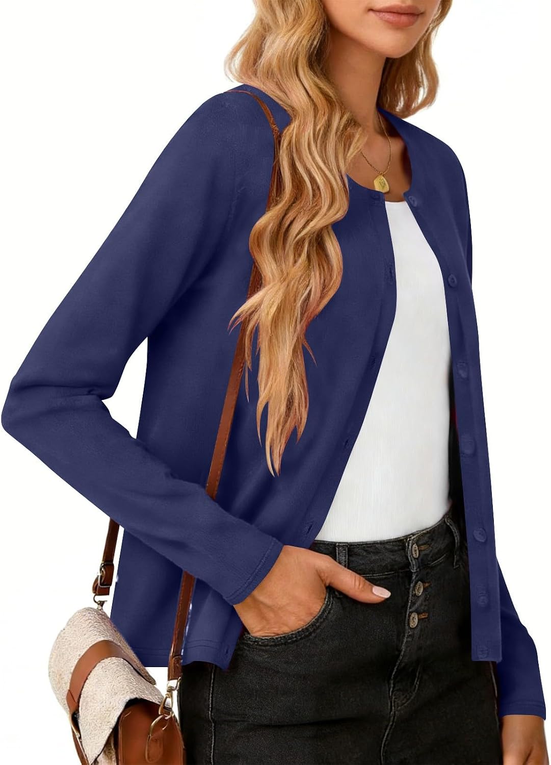 Women's Lightweight Cardigans Long Sleeve Button Front Casual Travel Jacket