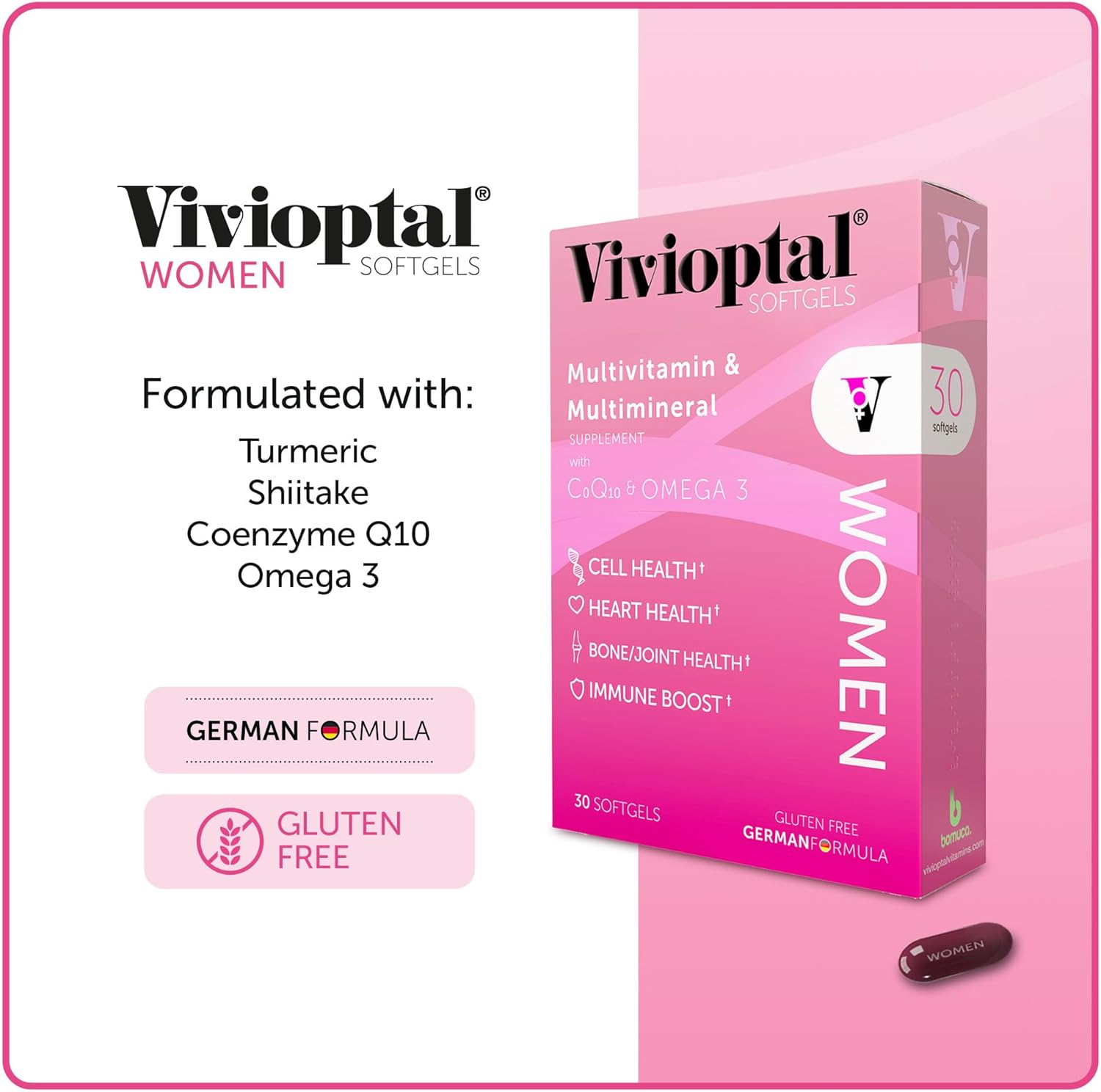 Vivioptal for Men, 30 Softgels + Vivioptal Women, 30 Softgels, Multivitamin & Multimineral, Gluten Free, German Formula