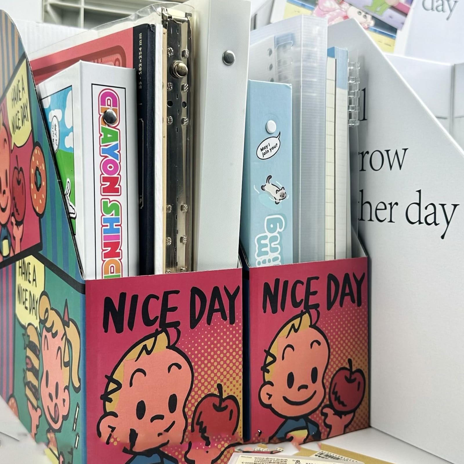 Amazon.co.jp: 原田治 ファイルボックス ブックエンドA4 書類 収納 