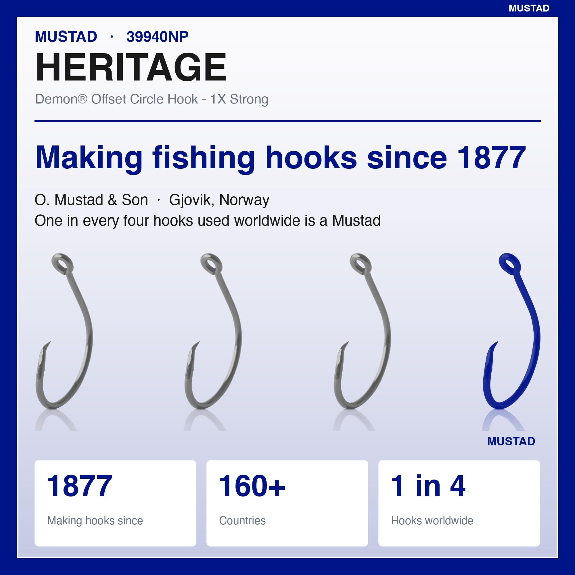 Mustad Ultrapoint Demon perfekt versetzt Circle 1 Extra Starke Haken mit kirbed Point (10 Stück)
