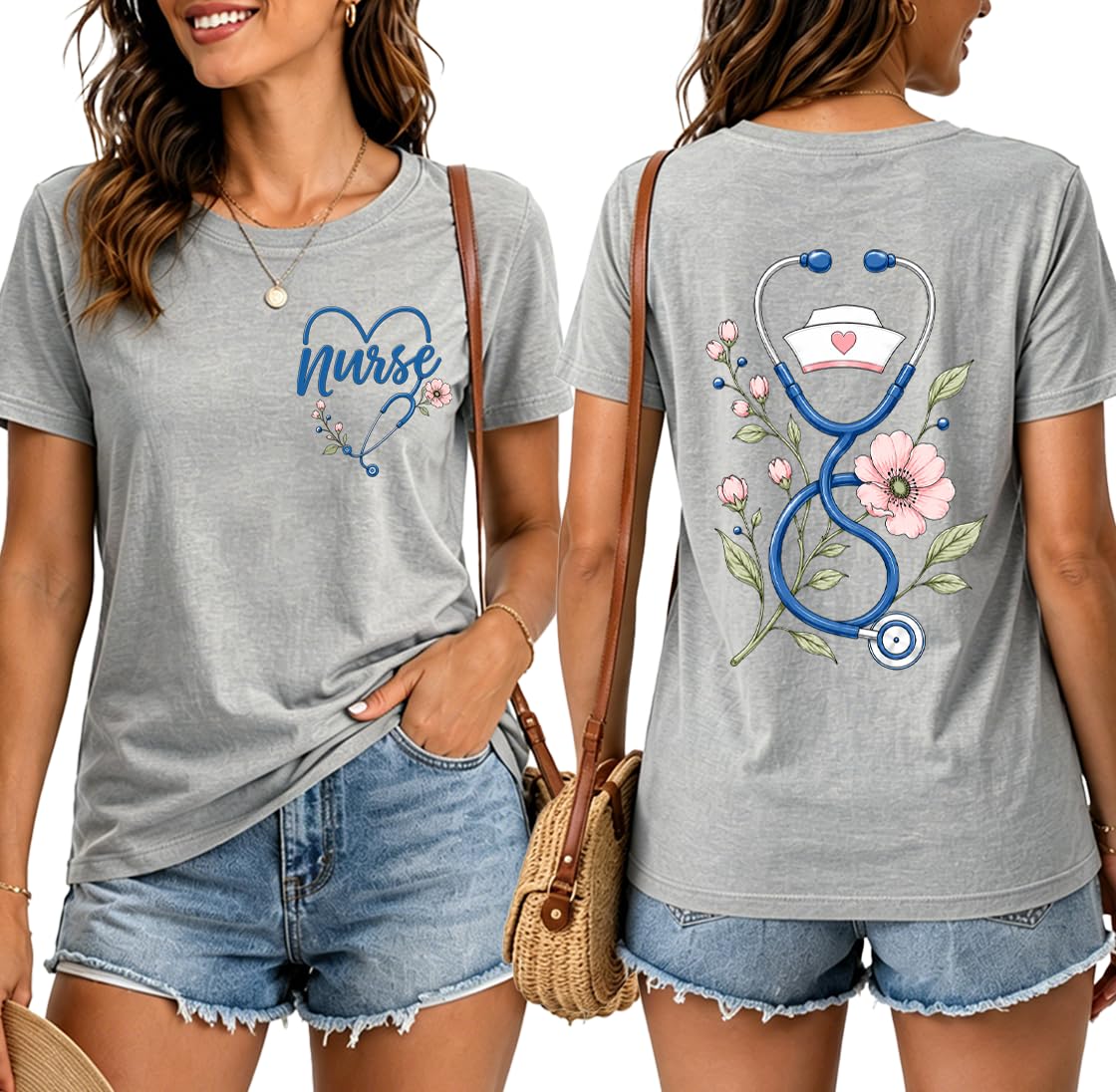 Nurse Shirts for Women Boho Floral Nurse Life T Shirt