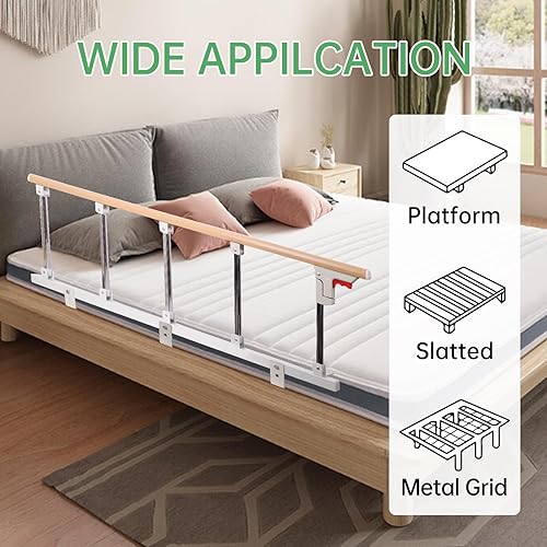 Miniatura 2 de Rieles de cama para adultos mayores, mango plegable de asistencia de seguridad para cama médica, riel de agarre lateral de cama plegable, para