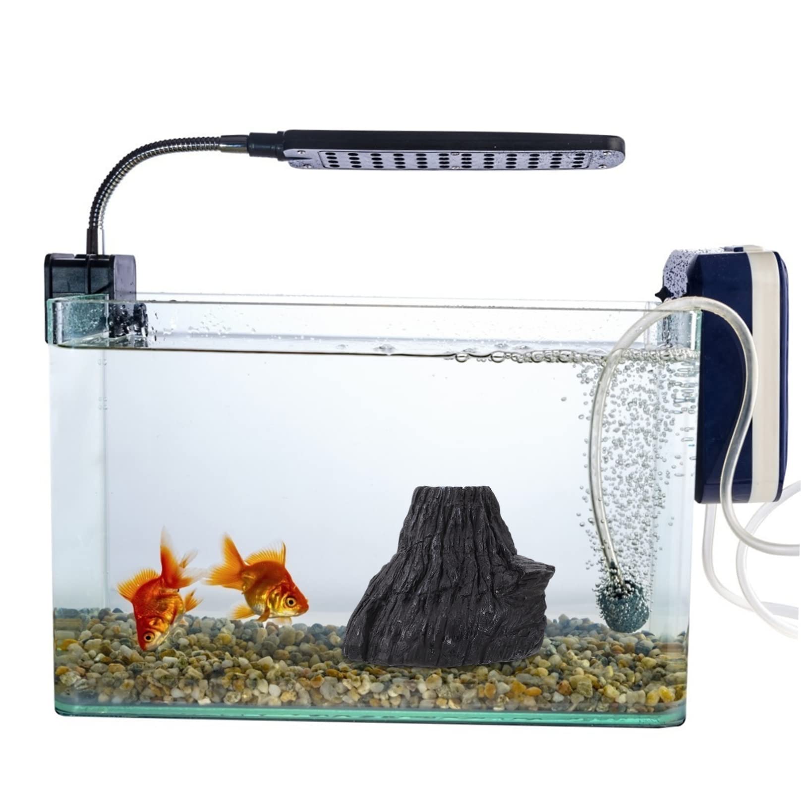 YARNOW 3 Pièces Décoration D'aquarium De Humidificateur Pierre à Air D'aquarium Ornement D'aquarium D'aquarium Volcanique Étang Grotte Black Résine