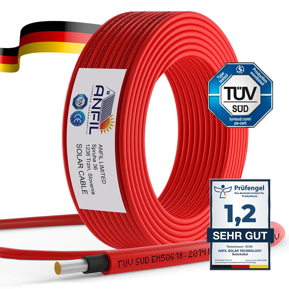 50m Solarkabel 4mm² [TÜV SÜD geprüft & UV-beständig] – PV Kabel 4mm² für Solaranlagen (Erdverlegbar & wasserdicht) - Solar Verlängerungskabel für Solarpanel, Wechselrichter & Laderegler