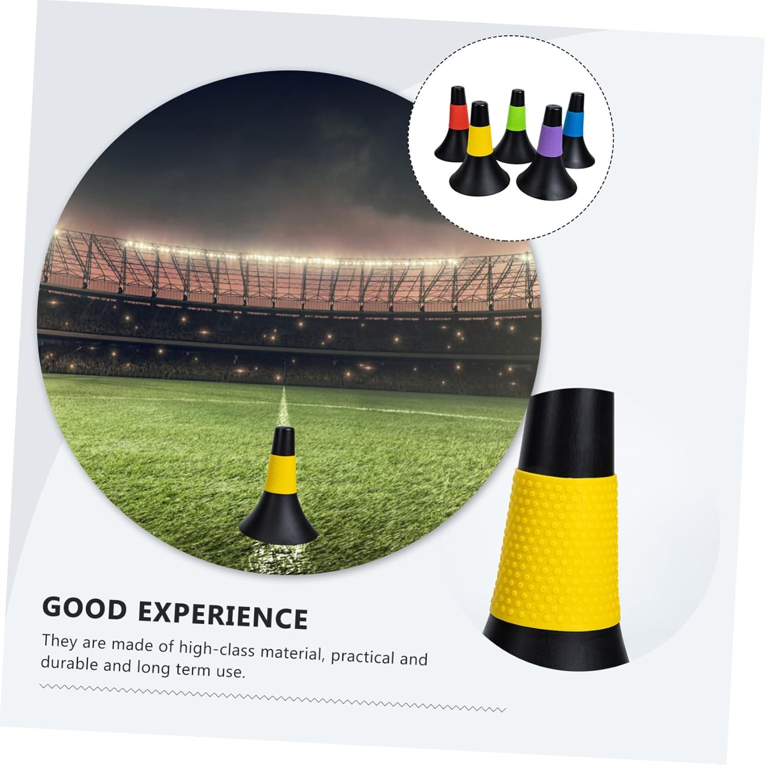 BESPORTBLE 5pcs Jumbo Soccer Cones for Drills Agility Training Markers Cone Set Bright Horn Shaped Design for Football Soccer Practice