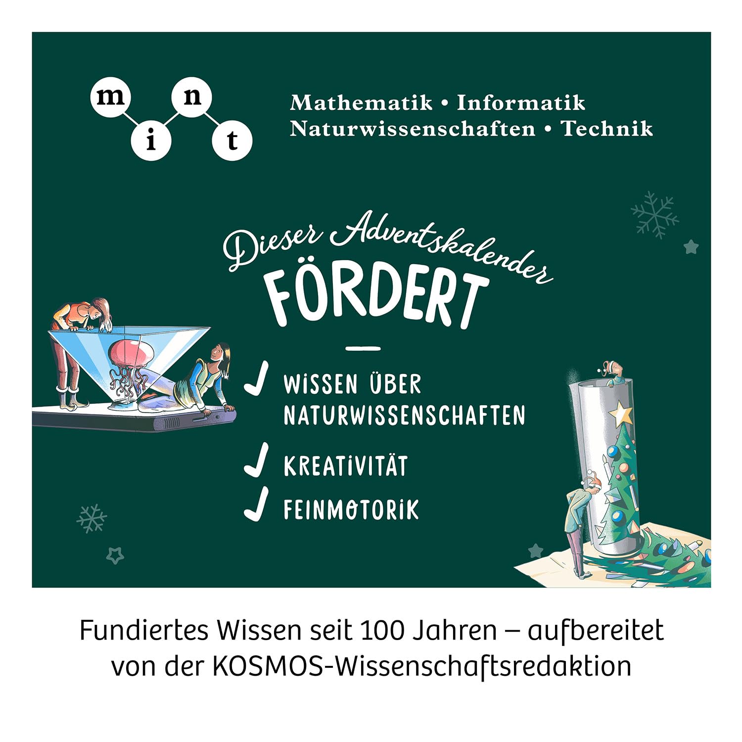 KOSMOS 661083 Experimente Adventskalender, Die schönsten Experimente zur Weihnachtszeit, in 5 Min, für Kinder ab 8-12 Jahre, Spielzeug, Science