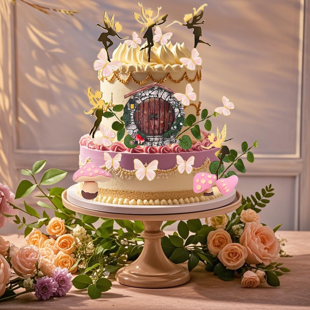 TYFGRT Topper Per Torta Con Fatina Di Fiori Da 12 Pezzi, Topper Per Torta Di Buon Compleanno, Decorazioni Per Fate, Decorazioni Per Feste Per Ragazze - 11