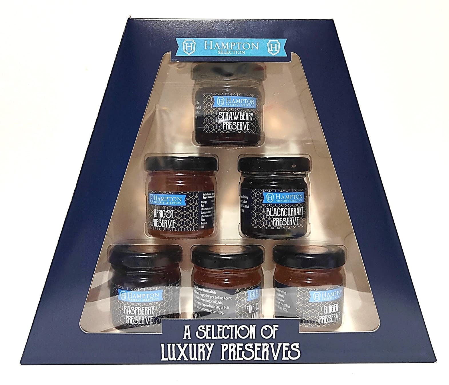 Jam Preserve Gift Set | Strawberry Raspberry Blackcurrent Lemon Curd Orange Ginger | Breakfast and Afternoon Tea Accompaniment | 6 x 42g Mini Jars