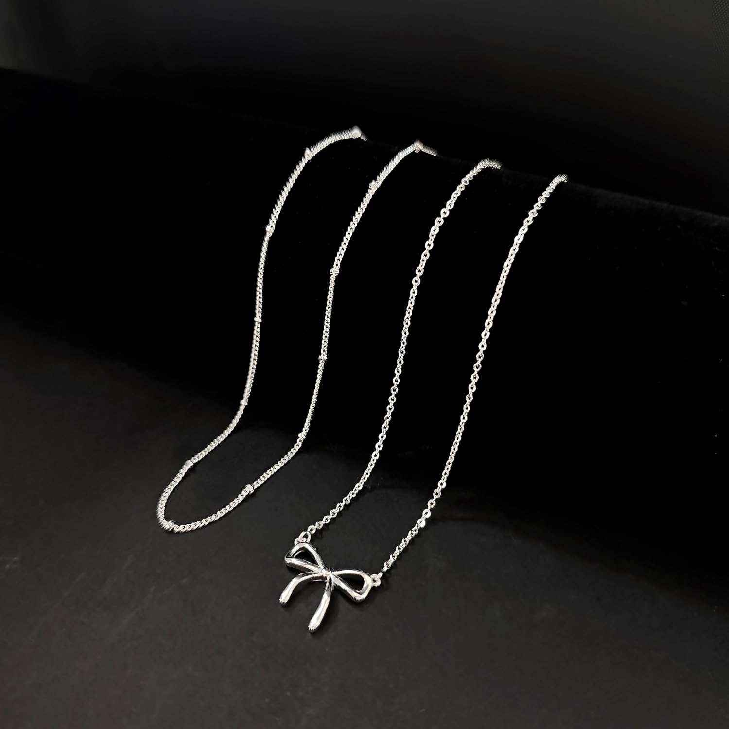 OGD Gold Necklace for Women, Bow Necklace 14K Layered Gold Necklace Dainty Bow Pendant Choker Necklace Trendy Bow Necklace Gold Chain Necklaces for Women Jewelry Gift - Image 6