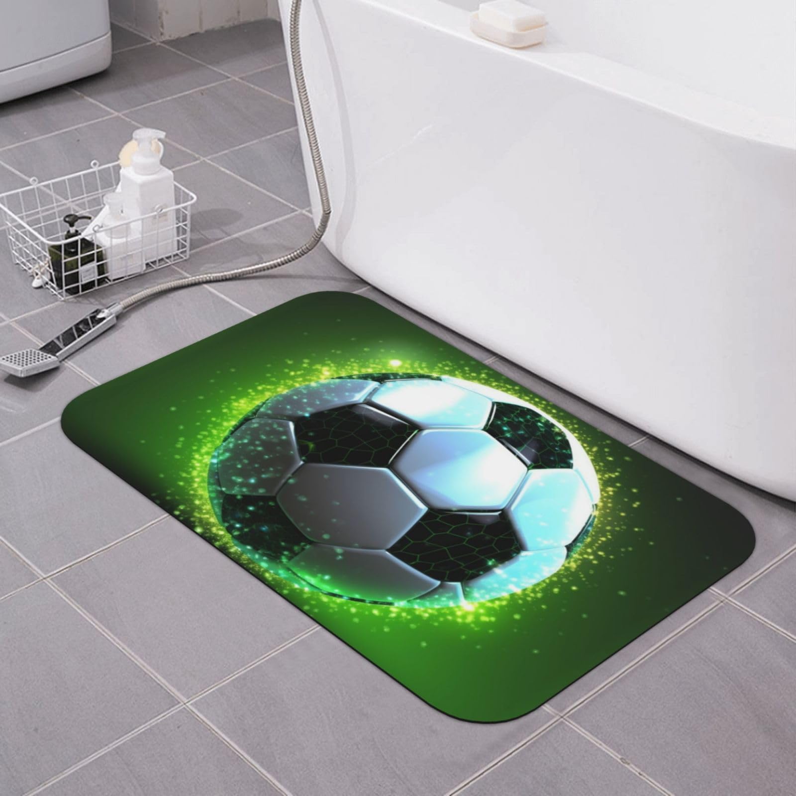 Tapis de bain en pierre football à séchage rapide ultra absorbant