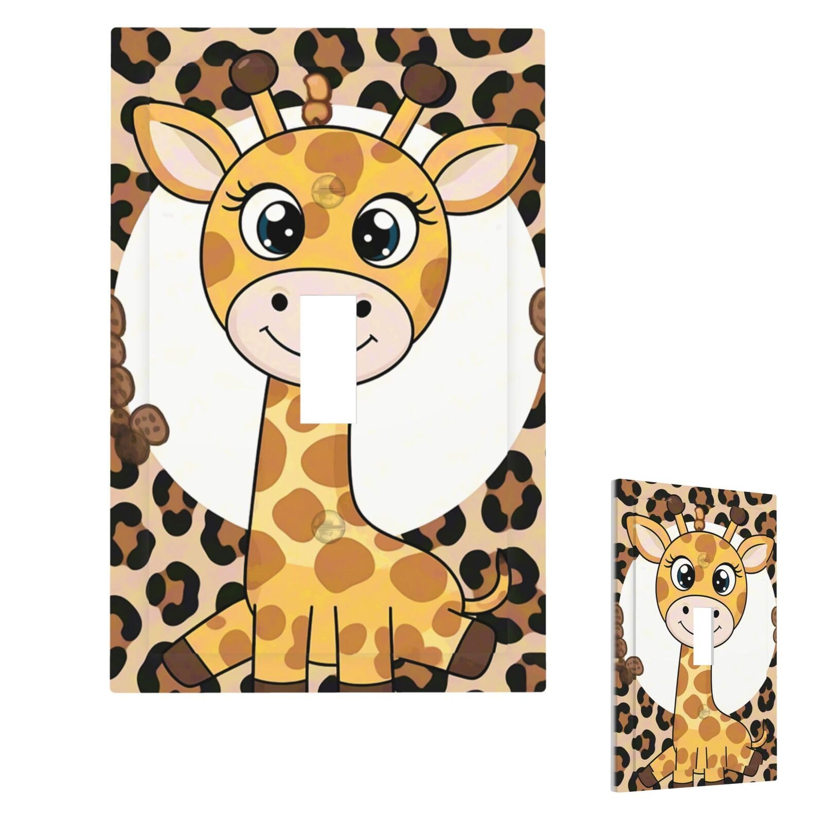 Cute Giraffe Wall Plate Cover Modern Decorative 1 Gang Light Switch Cover Unbreakable Receptacle Outlet Covers For Living Room Bedroom Home Decor Single Toggle
