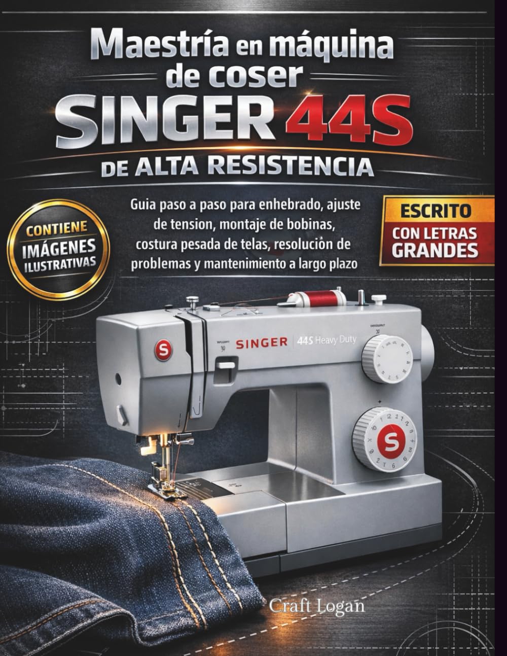 Maestría en máquina de coser Singer 44S de alta resistencia para principiantes: Guía paso a paso para enhebrado, ajuste de tensión, montaje de ... de problemas y mantenimiento a largo plazo
