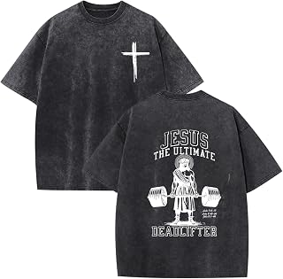 Mens Oversized Christian Shirts Jesus Faith Shirt Funny Gym Graphic Tees God Religious Bible Verse Acid Wash Tshirts