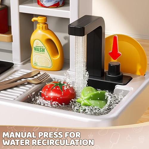 Miniatura 4 de Juego de cocina para niños, juego de cocina de 88 piezas para niños pequeños de 3 a 5 años, estufa de cocina, accesorios de juguetes con luz y