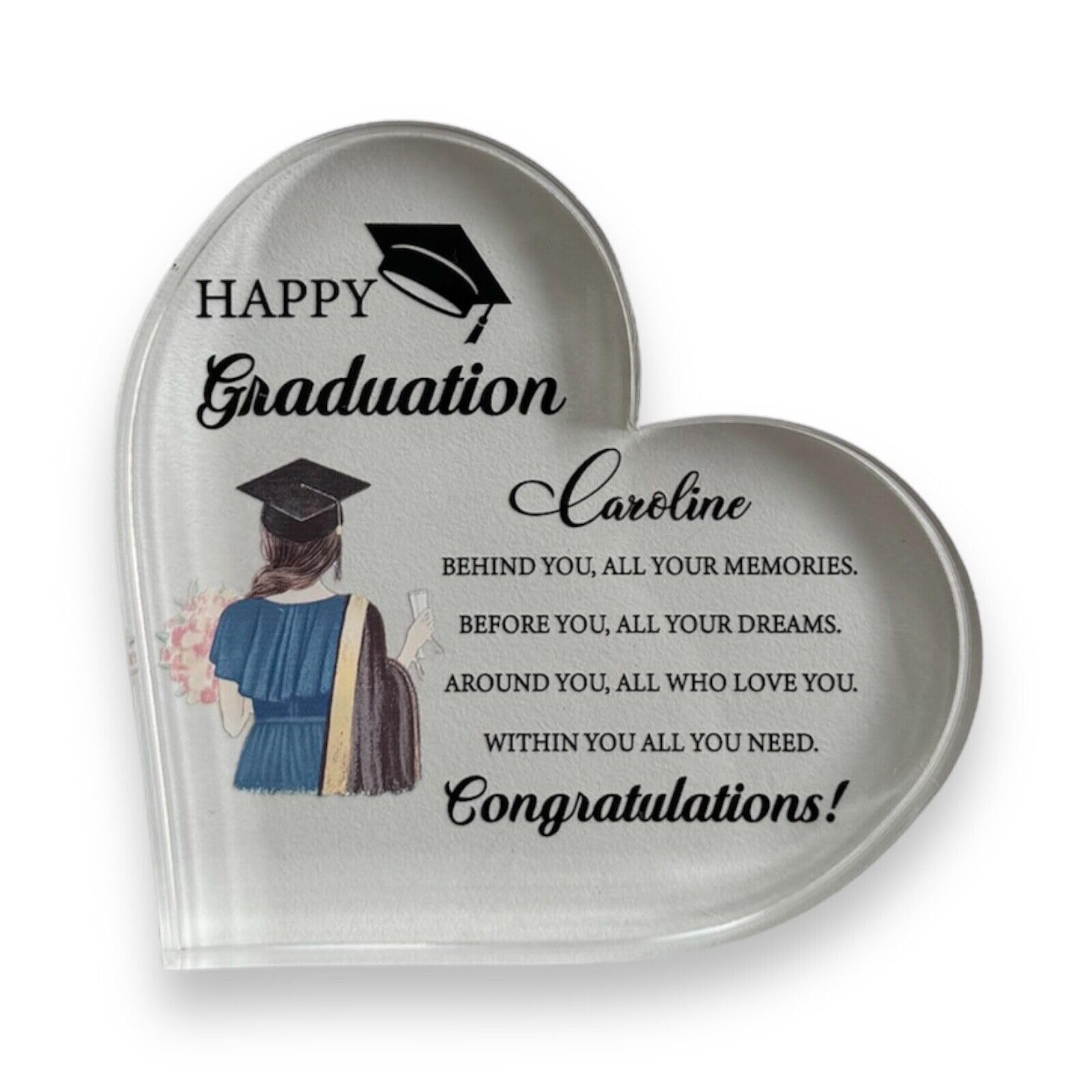 Congratulations Graduation Gift: Heart Acrylic Standing Plaque for 2024 Graduate - Celebrate Achievements with a Unique and Memorable Keepsake For All Students