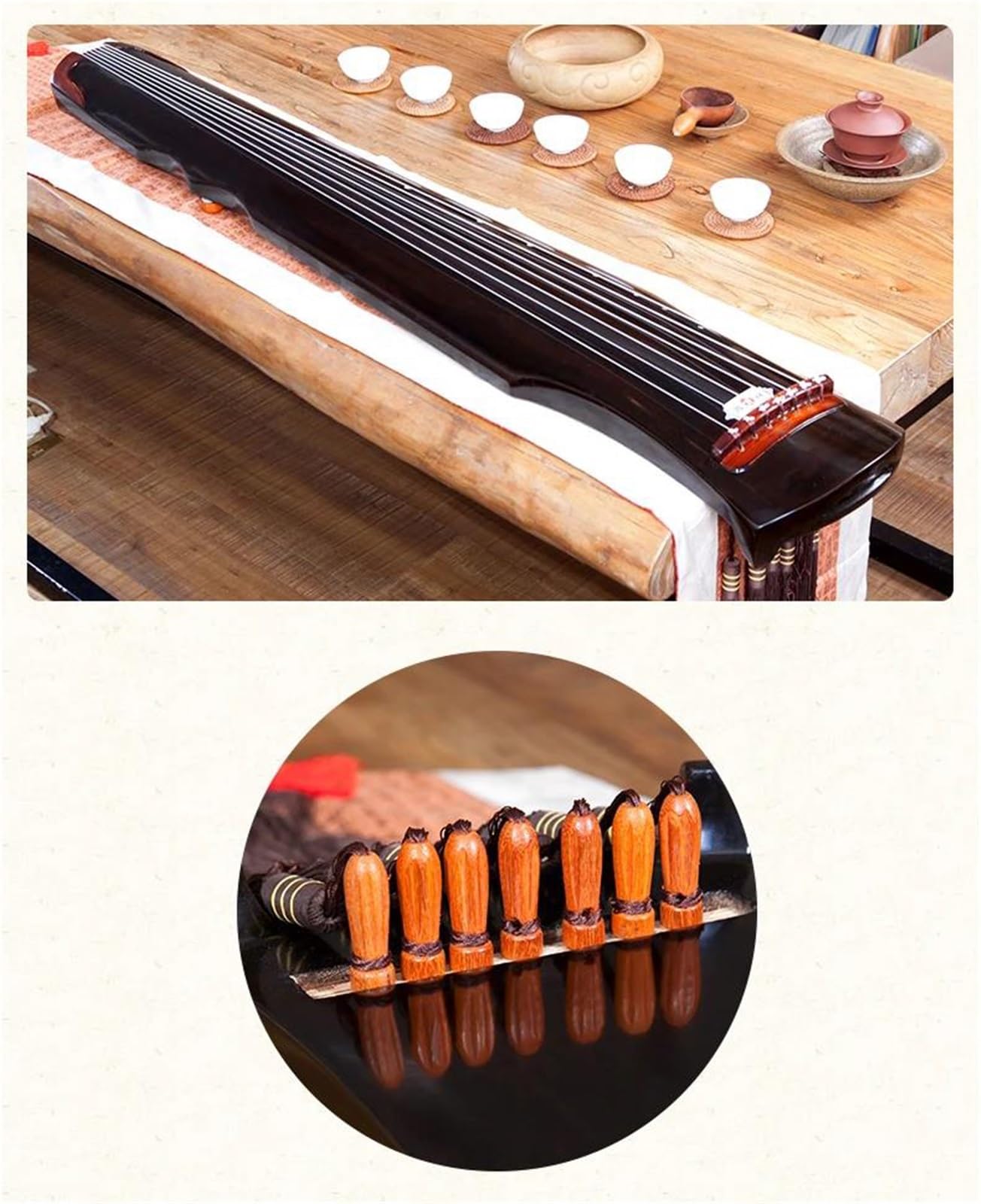 Guqin Chinese Cyther Fuxi siedem strunowych instrumentów ze starego drewna Paulownia dla początkujących i zaawansowanych graczy