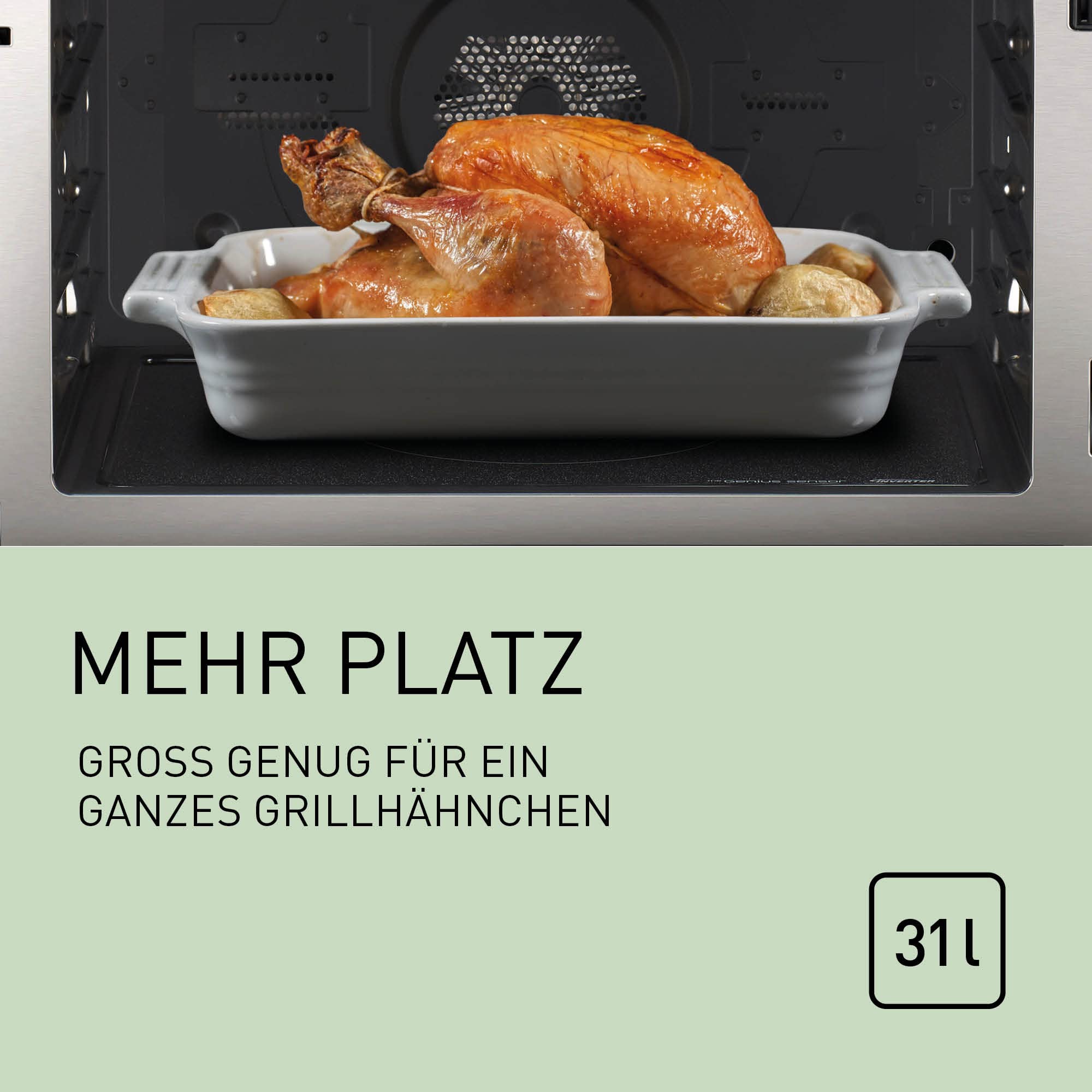 Panasonic NN-CS89LBGPG 4-in-1 Kombi-Mikrowelle, Dampfofen & Grill, 31 Liter, 1000 W, zwei Ebenen, Genius-Sensor, automatisches Aufwärmen, 36 Programme, einfache Reinigung, kompakt, Edelstahl