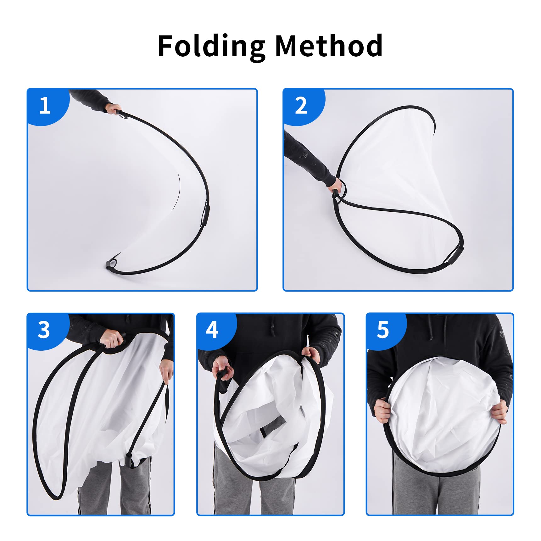 Selens 5 in 1 Fotografie Runder Reflektor 110CM mit Lichtstativ 200CM Kit für Fotostudio Portrait Fotografie, Runder Reflektor Diffusor Gold/Silber/Weiß/Schwarz/Transparent