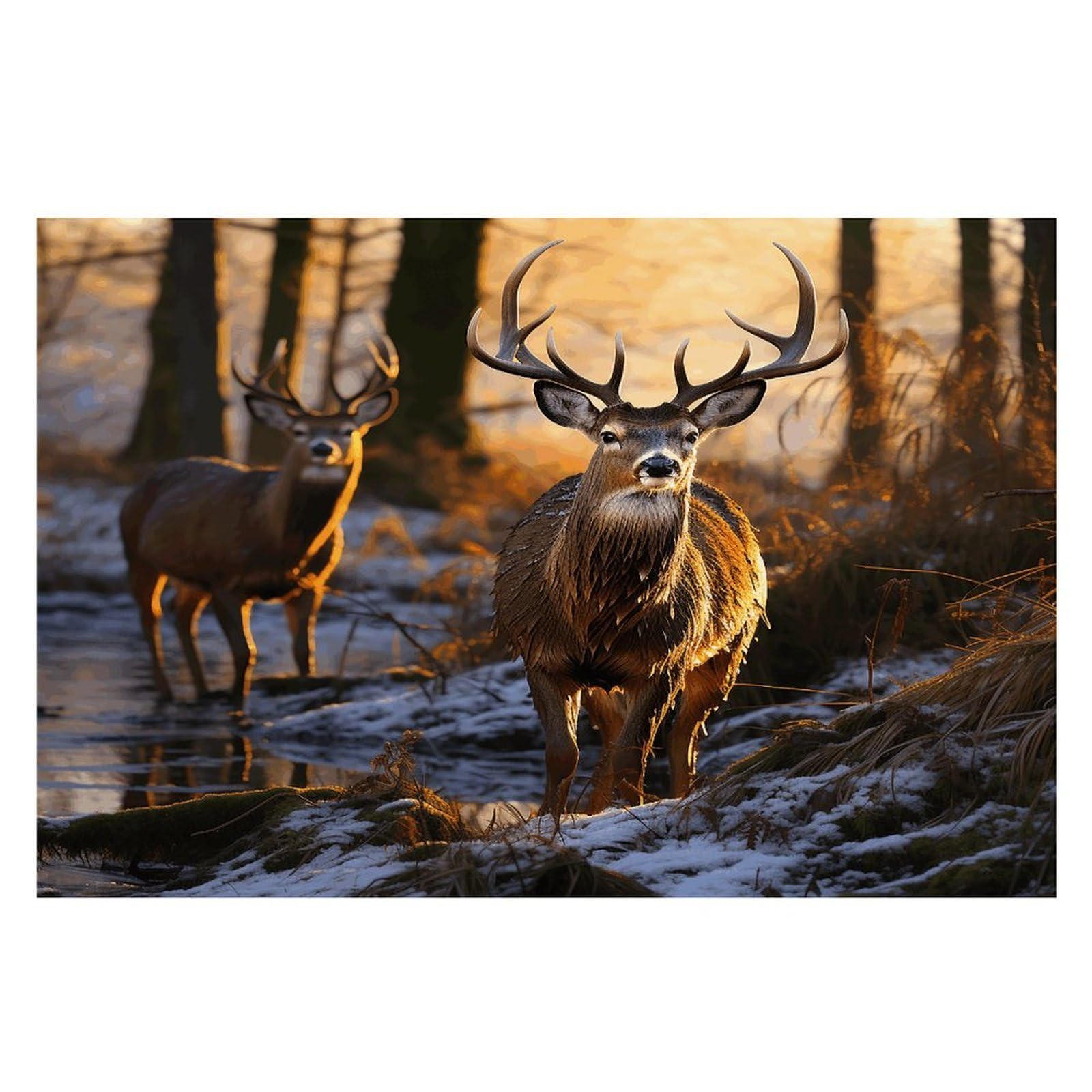 Deers Picture Placemats Non-Slip Heat Resistant Table Mats Flax Washable Cloth Place Mats Easy to Clean Premium Placemat for Kitchen Dining Table Decor Party Outdoor