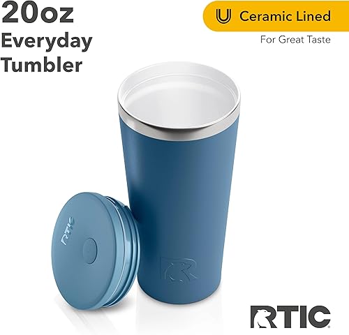 Miniatura 3 de RTIC Vaso de viaje portátil de acero inoxidable de 28 onzas con aislamiento, tapa resistente a derrames, sin BPA, bebida fría y caliente, forro de