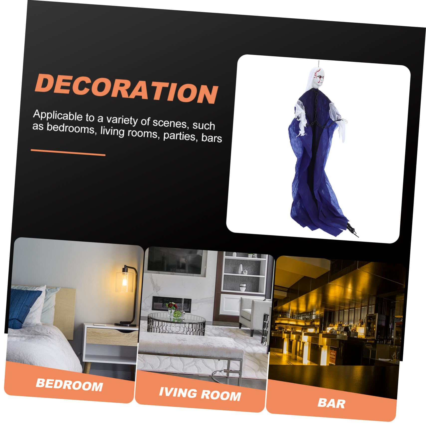 Halloween Decorazione Appesa Esterno Scheletro con e Insanguinato Occhi LED Luminosi e Attivazione Sonora Infestata e