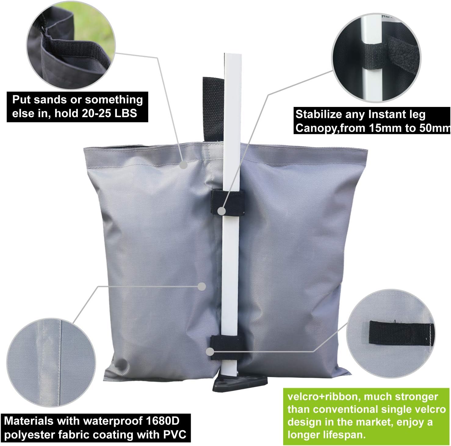 ABCCANOPY 4 Pack Gazebo Weight Bags Industrial Grade Heavy Duty Double