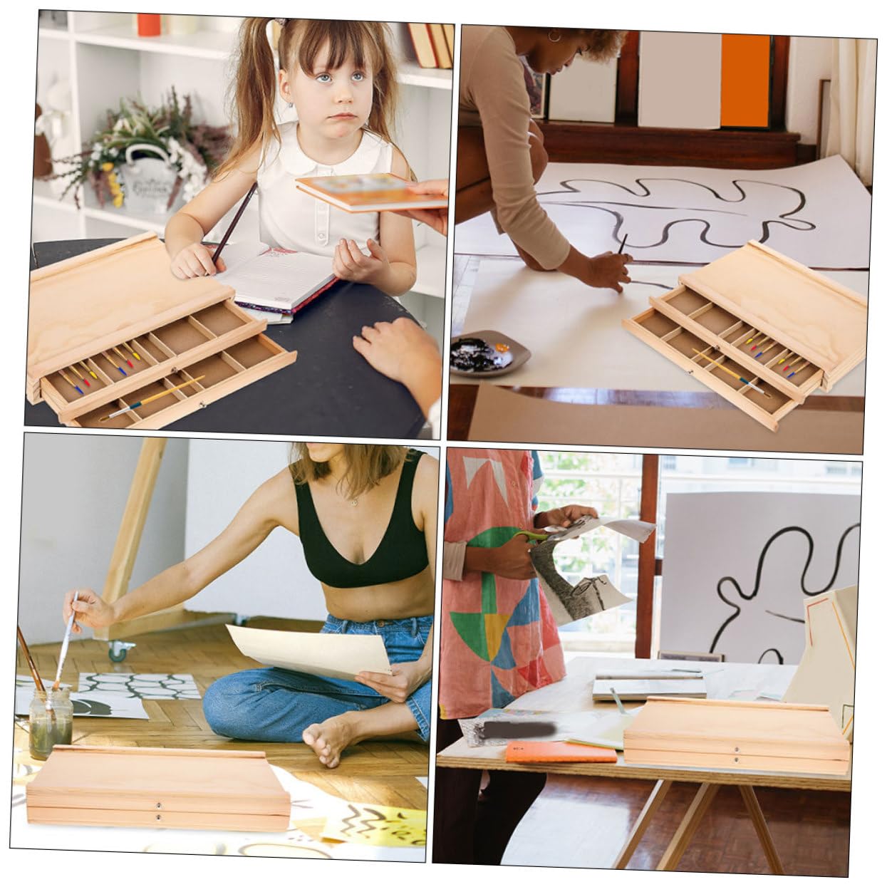 Boîte De Rangement pour Crayons Et Marqueurs Organisateur Art avec Compacte pour Fournitures De Dessin Et Peinture Plein Air