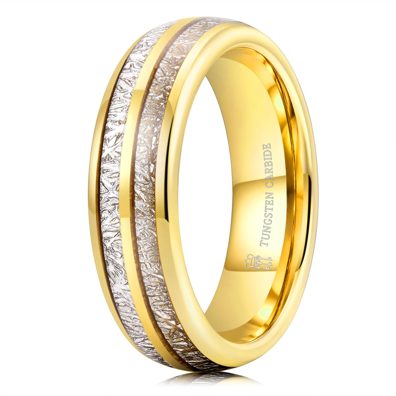 THREE KEYS JEWELRY Tungsten Wedding Band Meteorite Inlay for Men Women