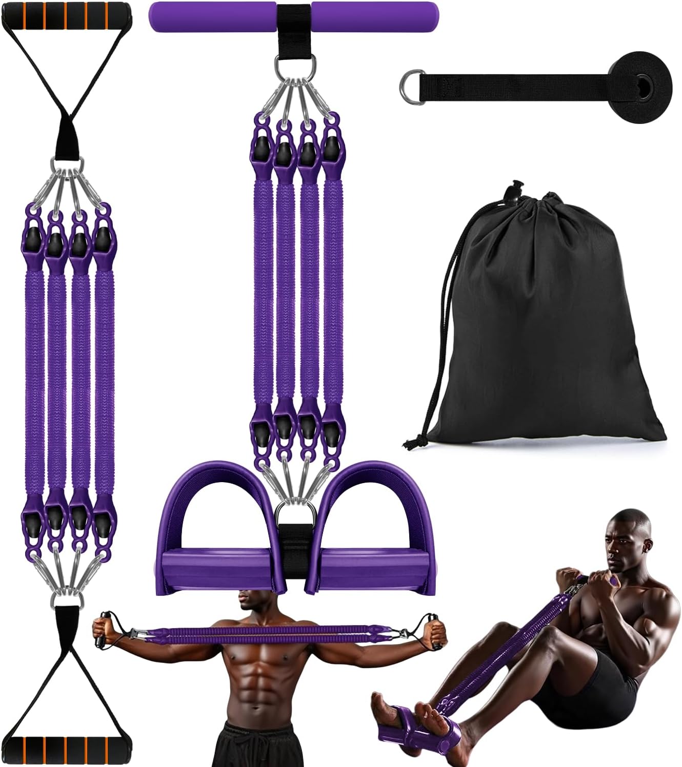 Resistance Bands Set with Handles, 8 Levels up to 200 lb, Door Anchor, Foot Plate, Carry Bag, Home Gym Exercise Equipment for Full Body Workout