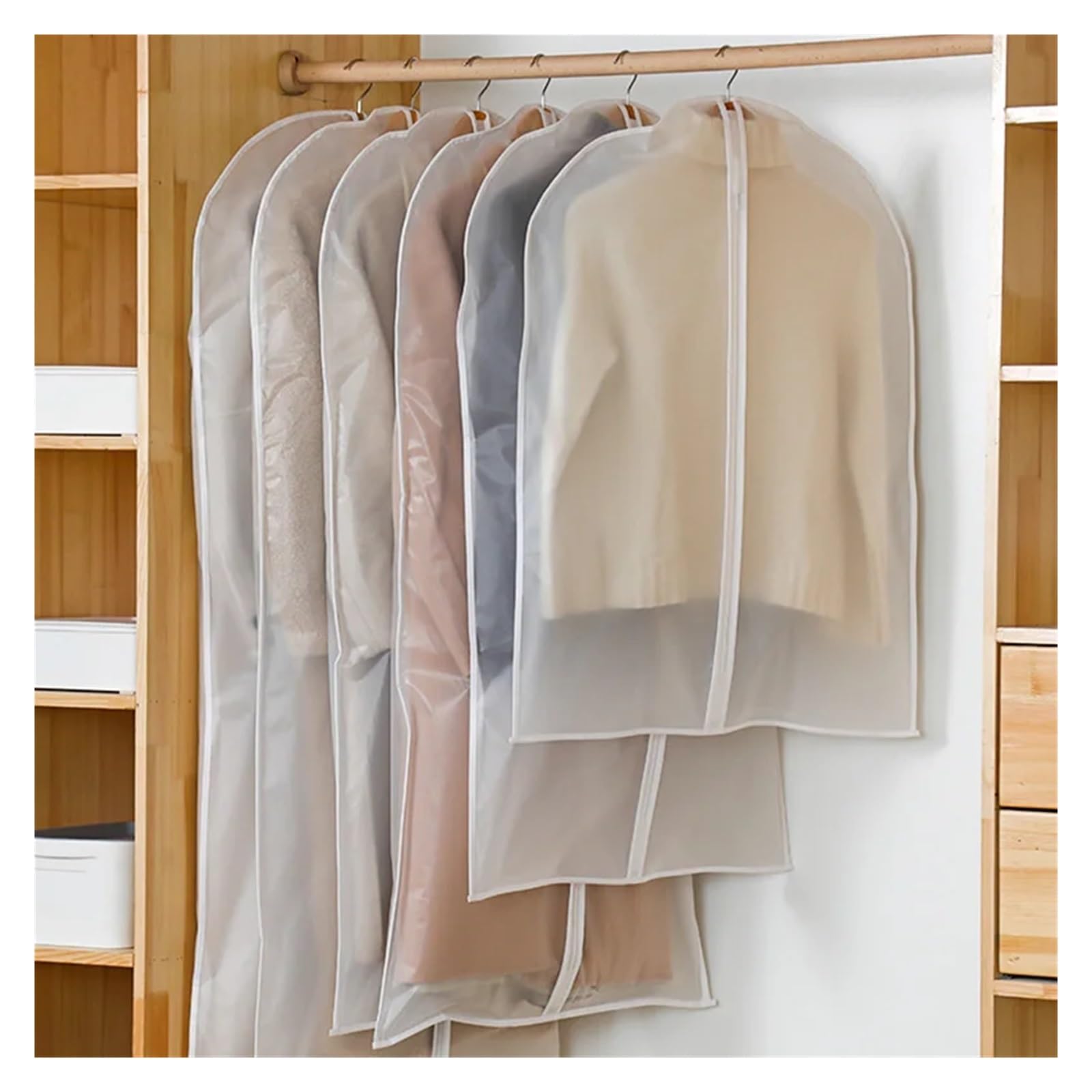 fundas para ropa 5PCS ​Dust Proof Garment Protector Cover Bag Clothes Suit Coat Dust Fully Enclosed With Zipper Waterproof