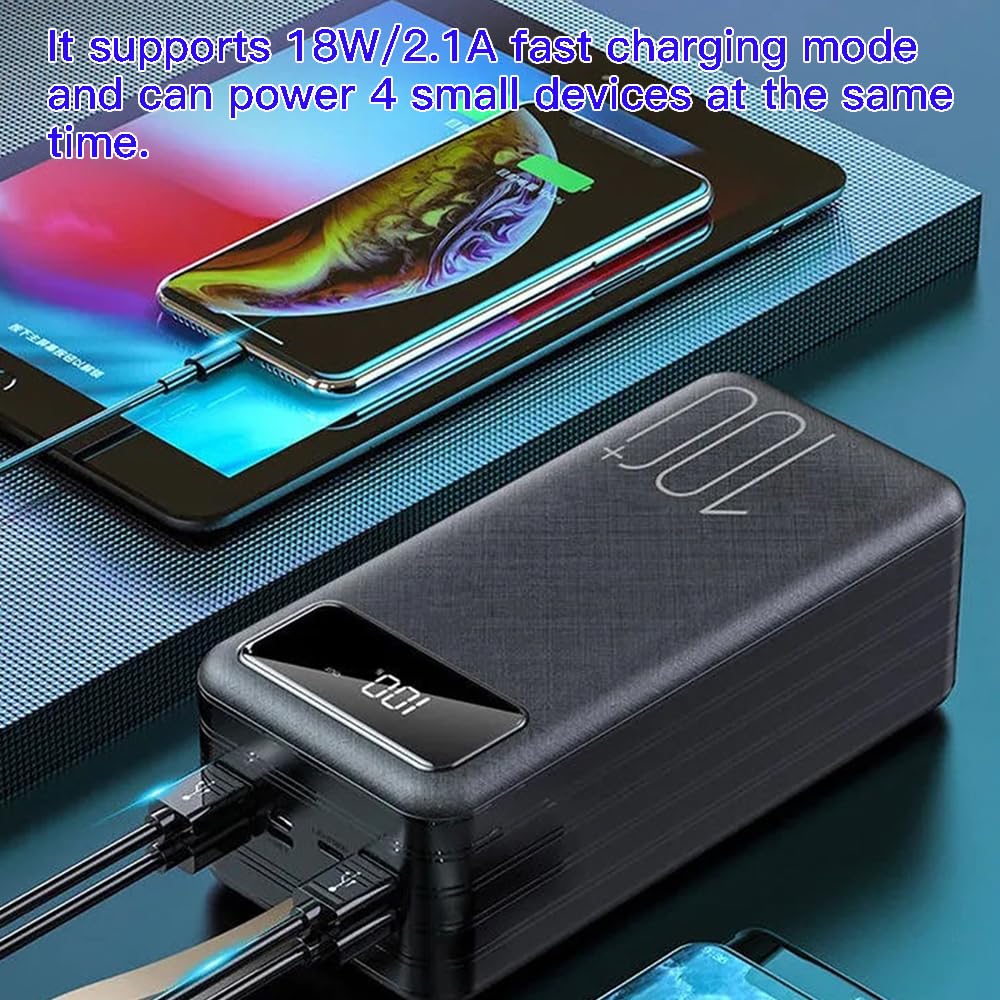 Batterie Externe haute capacité, 100000mAh, USB C, grande batterie avec écran LED, Charge Rapide 18 W, Chargeur Portable Compatible avec les Smartphones et les Tablettes(Size:100000Mah,Color:Noir)