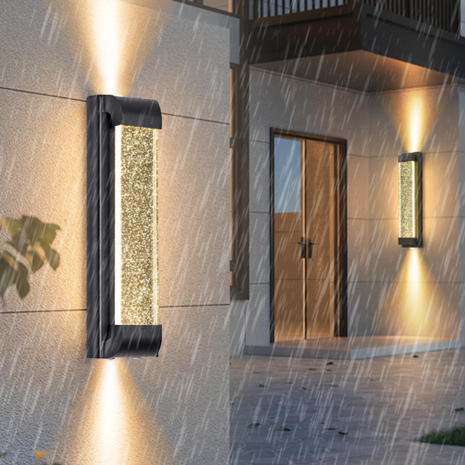 Applique murale LED extérieur rectangulaire noire IP65 design moderne en aluminium acrylique