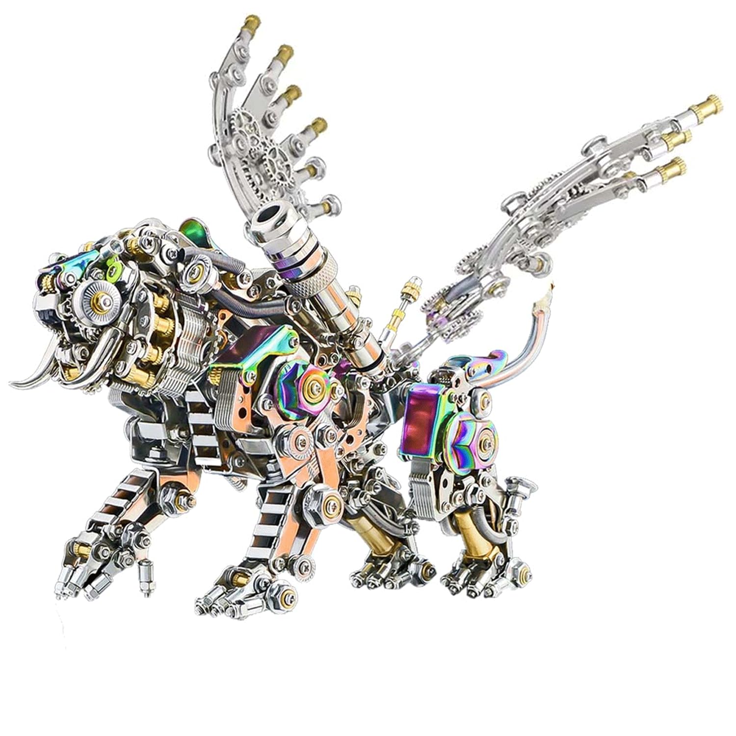 NULA 3D Metal Puzzles for Adults, 700 Pieces Bengal Tiger Steampunk Mechanical Building Model DIY Assembly Jigsaw Craft Model Kits Christmas Halloween Home Decorations Gifts -Colorful