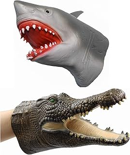 Yolococa Alligator Puppet Crocodile Head Puppets and Shark Hand Puppet Realistic Latex Animal Children Toys